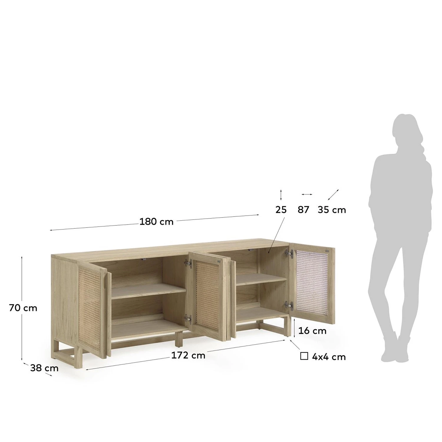 Loftscape Sideboard Risley - Mindi massiv / Rattan 13 Loftscape Sideboard Risley - Mindi massiv / Rattan – Bild 13