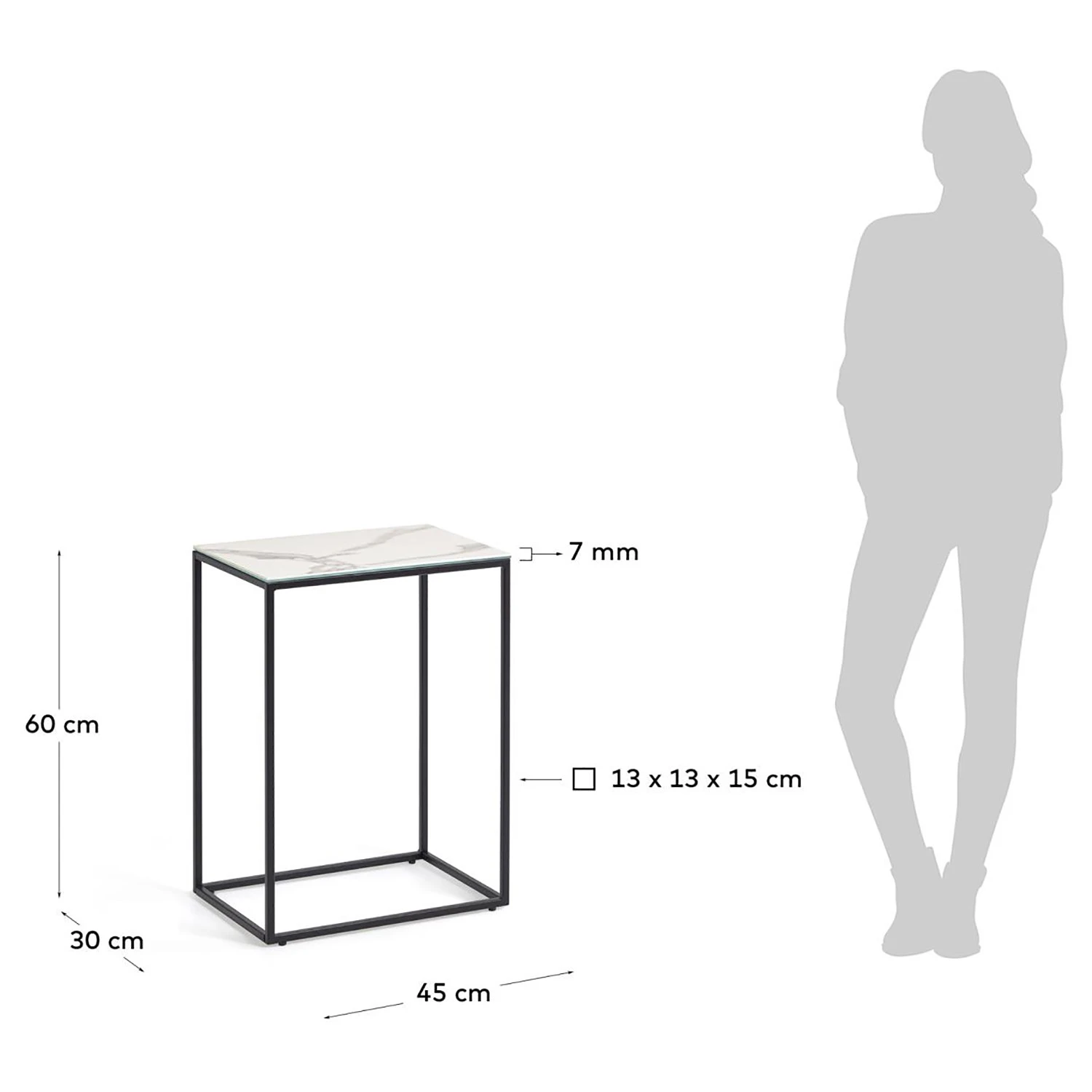 Loftscape Beistelltisch Rachel - Glas / Metall - Marmor Weiß Dekor / Schwarz 8 Loftscape Beistelltisch Rachel - Glas / Metall - Marmor Weiß Dekor / Schwarz – Bild 8