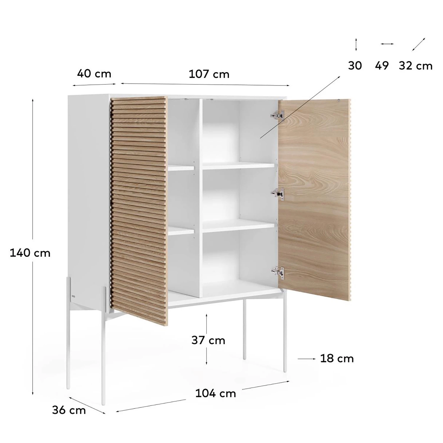 Loftscape Highboard Maredale - Esche teilmassiv - Weiß / Esche 6 Loftscape Highboard Maredale - Esche teilmassiv - Weiß / Esche – Bild 6
