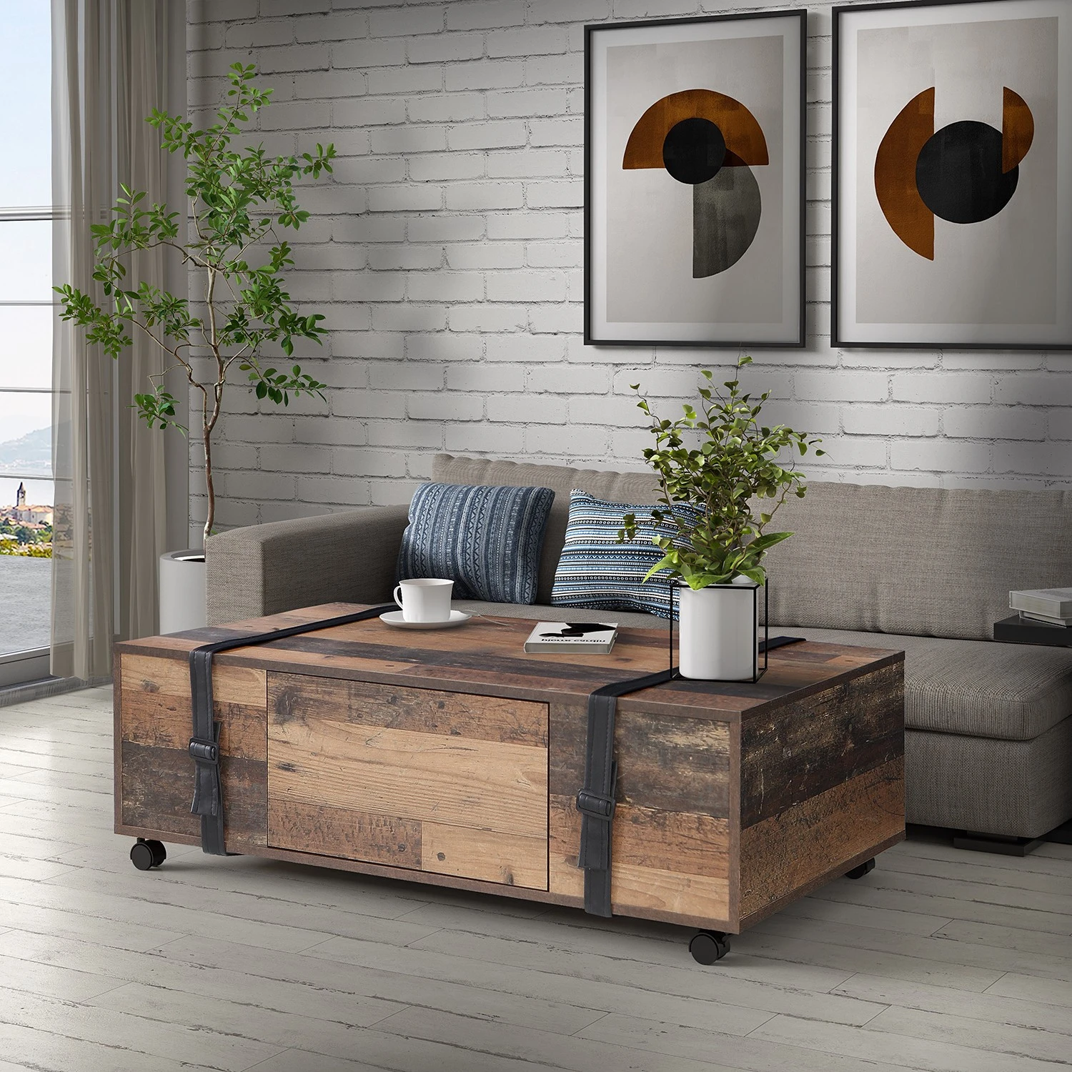 Red Living Couchtisch Weta - Altholz Dekor / Schwarz 2 Red Living Couchtisch Weta - Altholz Dekor / Schwarz – Bild 2