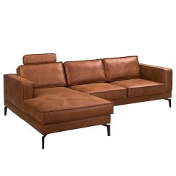 Ars manufacti Ecksofa Hanks - Antiklederlook - Microfaser Yaka: Cognac - Longchair davorstehend links -Wohnzimmermöbel boutique en ligne 1000283536 210817 15273700861 DETAILS P000000001000283536