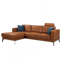 Ars manufacti Ecksofa Hanks - Antiklederlook - Microfaser Yaka: Cognac - Longchair davorstehend links -Wohnzimmermöbel boutique en ligne 1000283536 210817 15274000892 DETAILS P000000001000283536