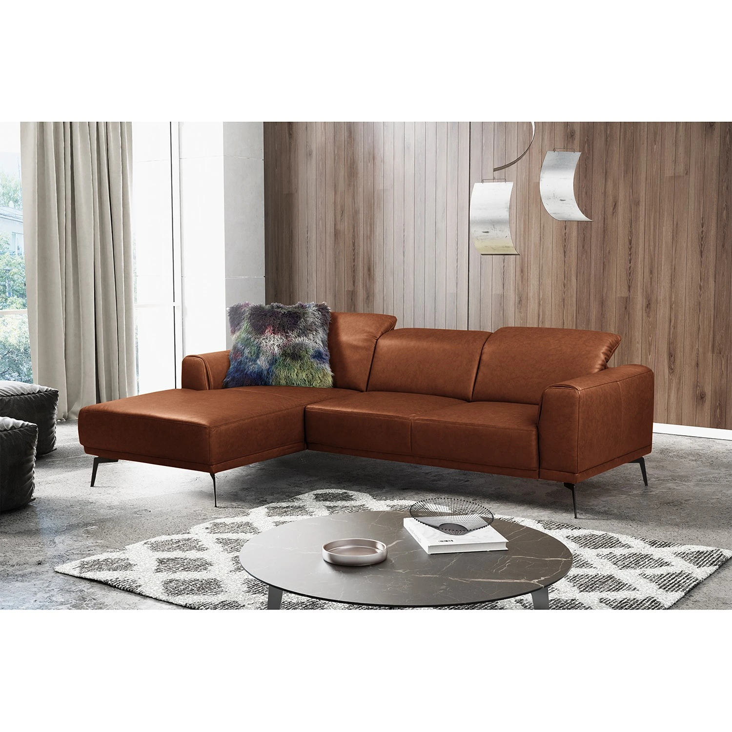 Ars manufacti Ecksofa Kalies - Echtleder - Echtleder Padme: Cognac - Longchair davorstehend links - Sitztiefenverstellung 2 Ars manufacti Ecksofa Kalies - Echtleder - Echtleder Padme: Cognac - Longchair davorstehend links - Sitztiefenverstellung – Bild 2