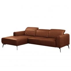 Ars manufacti Ecksofa Kalies - Echtleder - Echtleder Padme: Cognac - Longchair davorstehend links - Sitztiefenverstellung