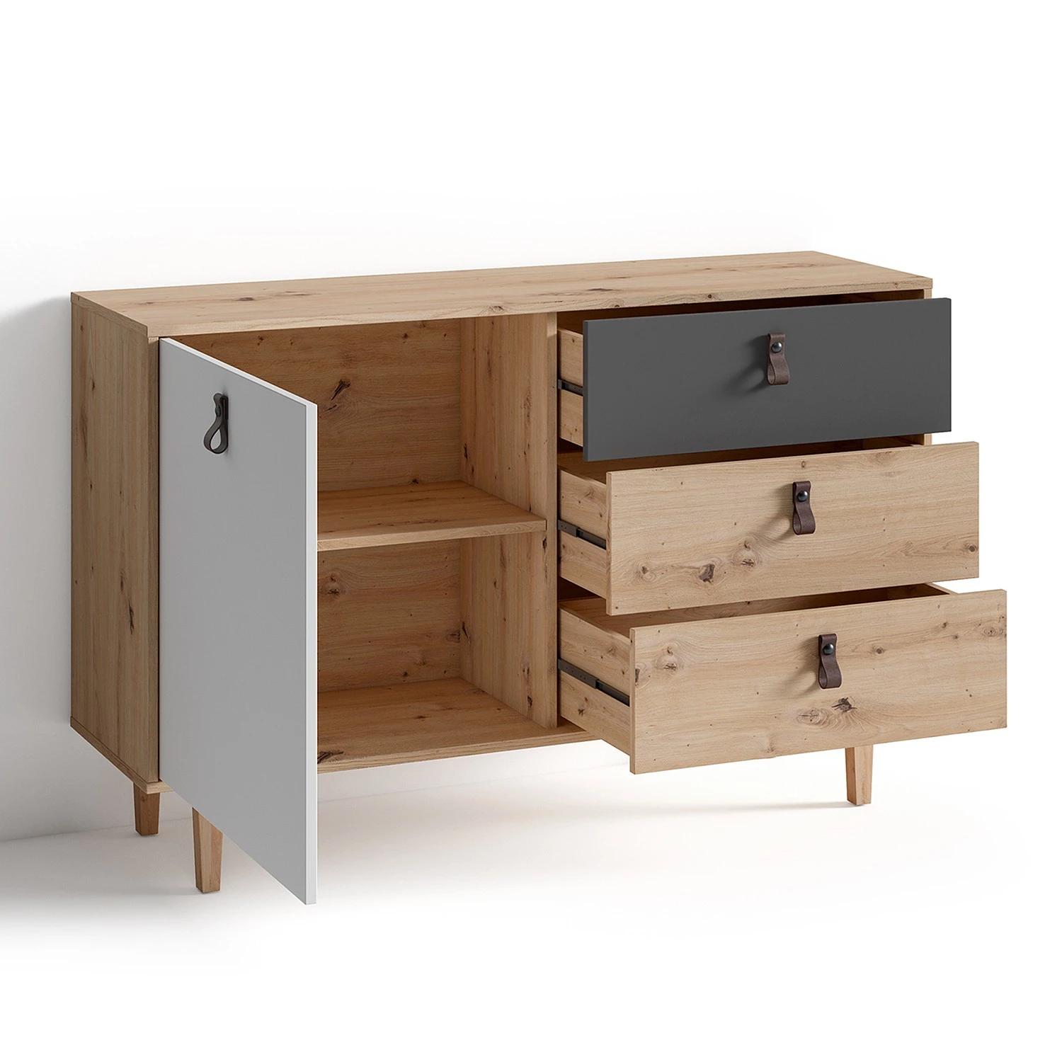 Fredriks Sideboard Bowood I - Eiche Artisan Dekor / Weiß 3 Fredriks Sideboard Bowood I - Eiche Artisan Dekor / Weiß – Bild 3