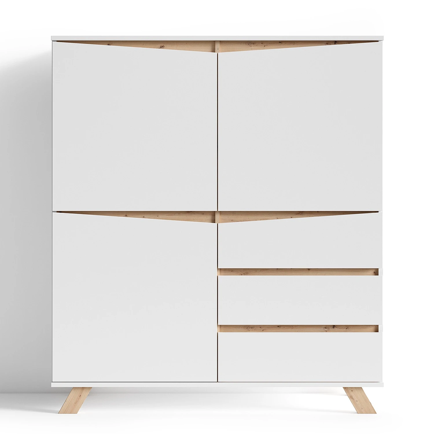 Norrwood Highboard Rautha - Matt Weiß / Eiche Dekor 4 Norrwood Highboard Rautha - Matt Weiß / Eiche Dekor – Bild 4