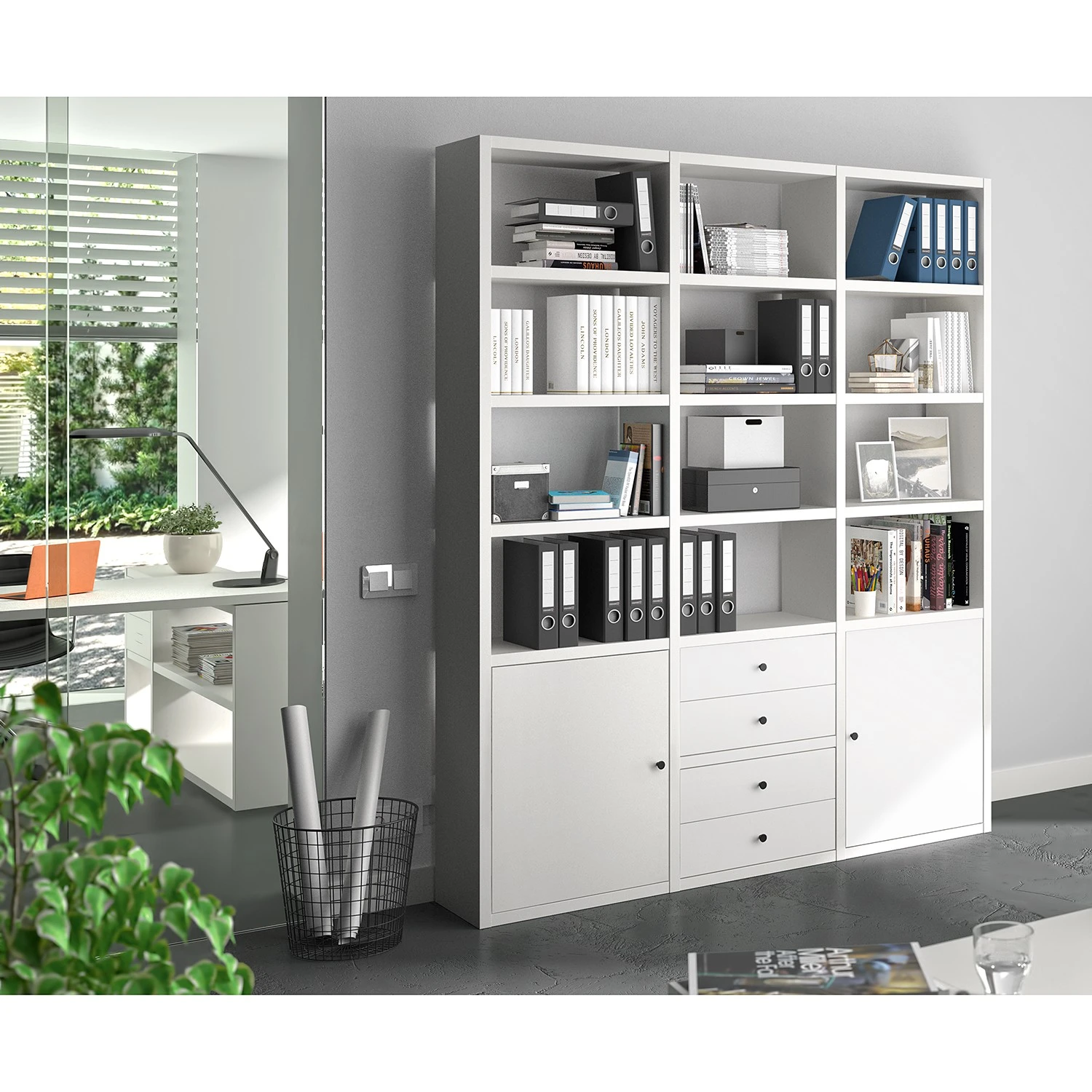 Fredriks Aktenregal-Kombination Emporio V - Lack Weiß 2 Fredriks Aktenregal-Kombination Emporio V - Lack Weiß – Bild 2