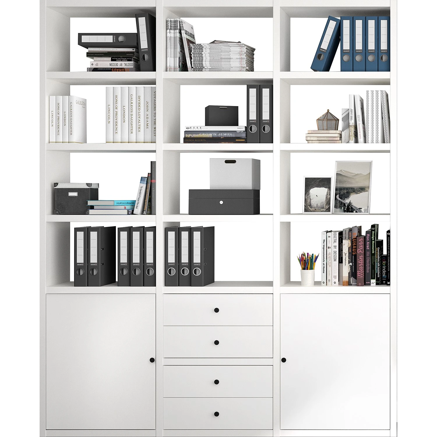 Fredriks Aktenregal-Kombination Emporio V - Lack Weiß 3 Fredriks Aktenregal-Kombination Emporio V - Lack Weiß – Bild 3