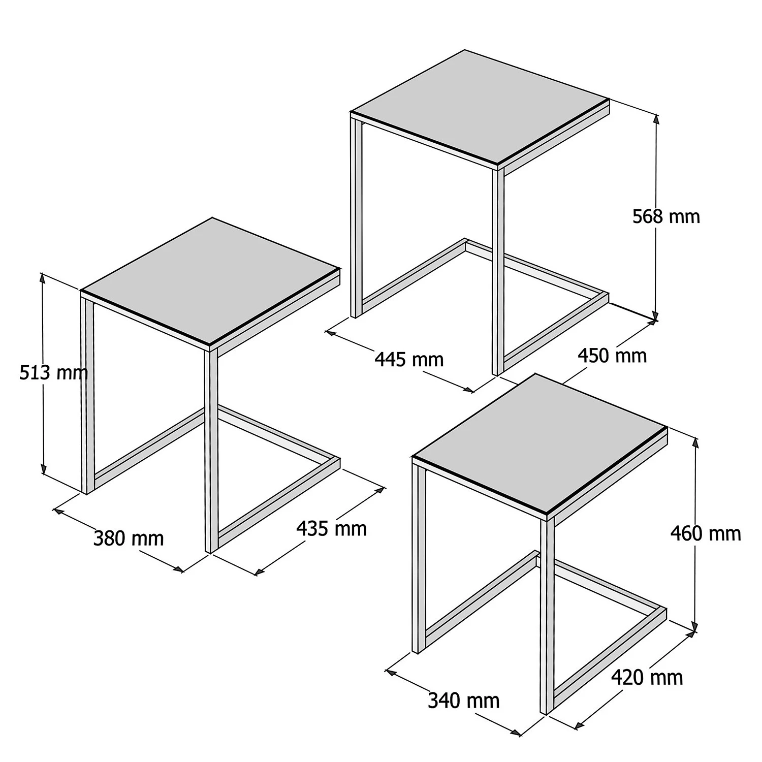 Red Living Beistelltisch Elyrie (3er-Set) - Kiefer massiv / Metall - Kiefer / Schwarz 5 Red Living Beistelltisch Elyrie (3er-Set) - Kiefer massiv / Metall - Kiefer / Schwarz – Bild 5