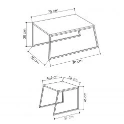Red Living Couchtisch Kazo (2er-Set) - Metall - Eiche Dekor / Schwarz 13 Red Living Couchtisch Kazo (2er-Set) - Metall - Eiche Dekor / Schwarz -Wohnzimmermöbel boutique en ligne 1000284341 210809 06083300082 SKETCH DETAILS P000000001000284341 sketch