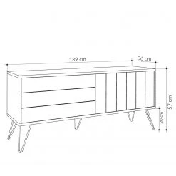 Loftscape TV-Lowboard Eslo - Metall - Eiche Dekor / Weiß -Wohnzimmermöbel boutique en ligne 1000284353 210809 06085000138 SKETCH DETAILS P000000001000284353 sketch