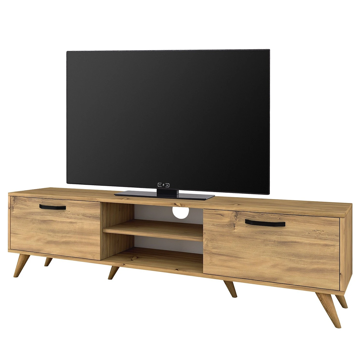 Red Living TV-Lowboard Rangun - Eiche Dekor / Schwarz 1 Red Living TV-Lowboard Rangun - Eiche Dekor / Schwarz