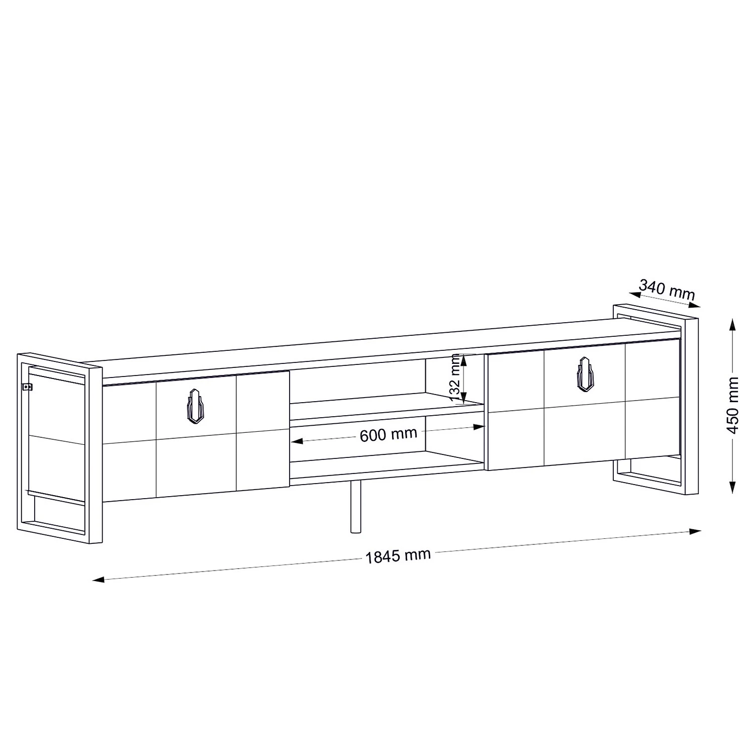 Red Living TV-Lowboard Lanz - Walnuss Dekor / Schwarz 7 Red Living TV-Lowboard Lanz - Walnuss Dekor / Schwarz – Bild 7