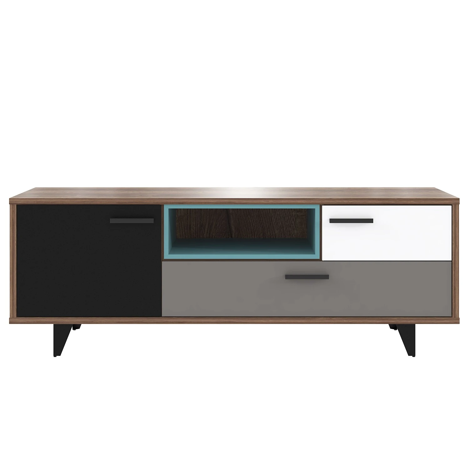 Loftscape TV-Lowboard Ravan - Schwarz / Walnuss Dekor 2 Loftscape TV-Lowboard Ravan - Schwarz / Walnuss Dekor – Bild 2