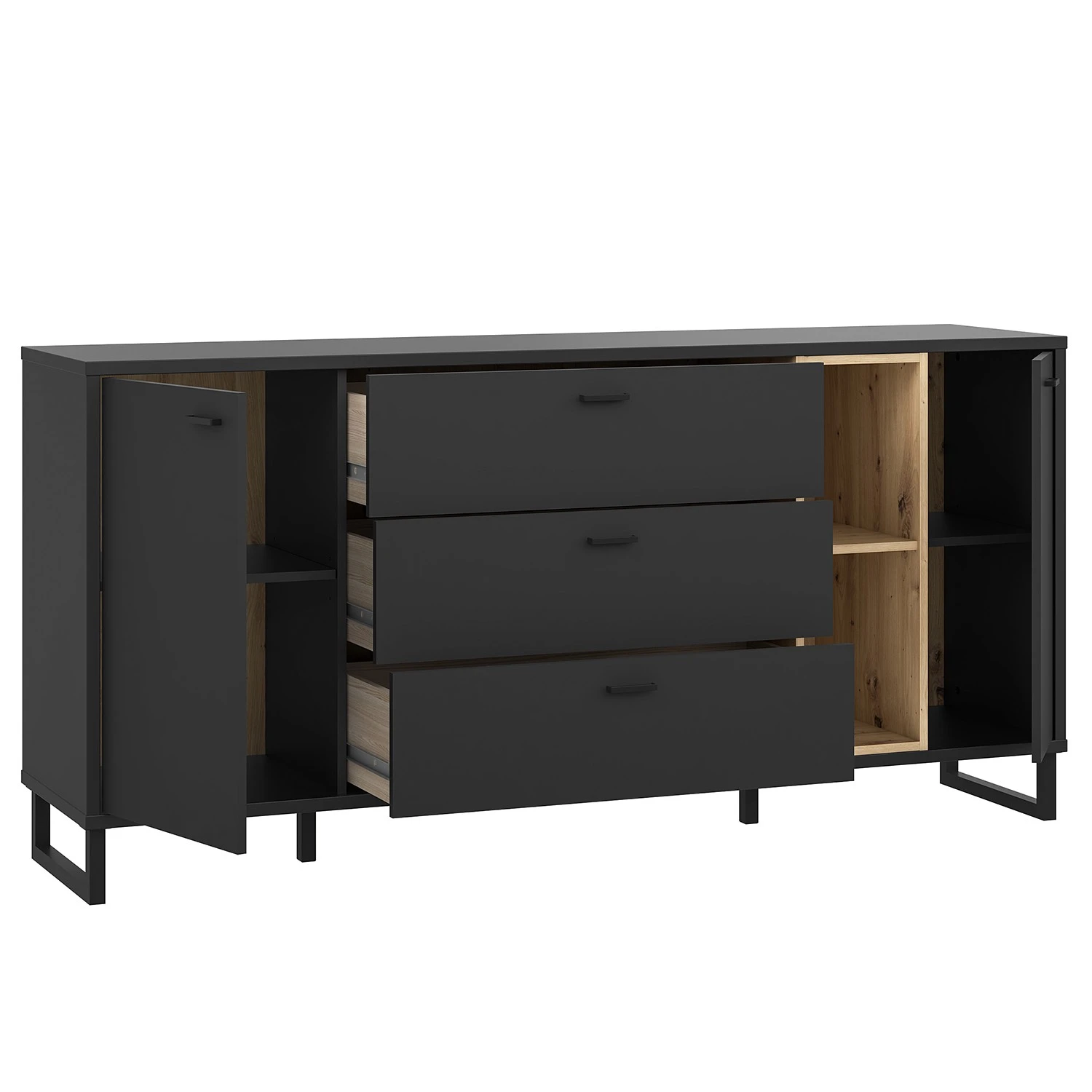 Loftscape Sideboard Mazzo - Schwarz / Eiche Artisan Dekor 10 Loftscape Sideboard Mazzo - Schwarz / Eiche Artisan Dekor – Bild 10