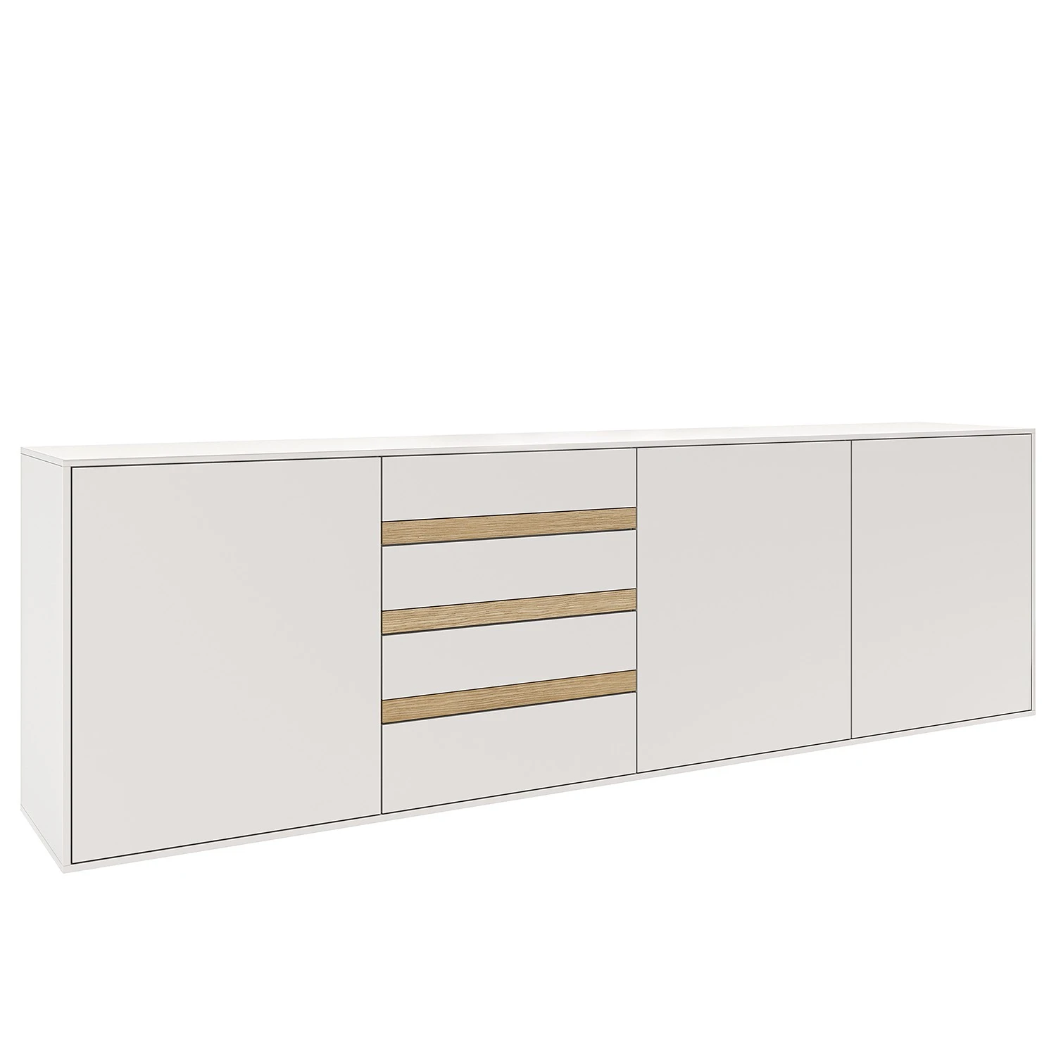 GWINNER Sideboard Calea I - Echtholzfurnier - Matt Weiß / Eiche - Ausrichtung links 1 GWINNER Sideboard Calea I - Echtholzfurnier - Matt Weiß / Eiche - Ausrichtung links