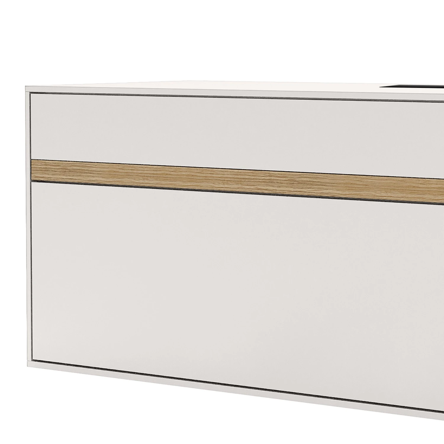 GWINNER Lowboard Calea II - Echtholzfurnier - Matt Weiß / Eiche - Schublade rechts 4 GWINNER Lowboard Calea II - Echtholzfurnier - Matt Weiß / Eiche - Schublade rechts – Bild 4