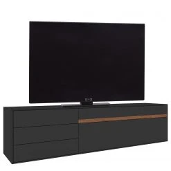 GWINNER Lowboard Calea II - Echtholzfurnier - Matt Anthrazit / Nussbaum - Schublade links