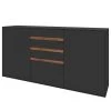 GWINNER Sideboard Calea III - Echtholzfurnier - Matt Anthrazit / Nussbaum