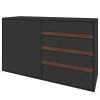 GWINNER Sideboard Calea II - Echtholzfurnier - Matt Anthrazit / Nussbaum