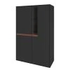 GWINNER Highboard Calea II - Matt Anthrazit / Nussbaum - Ohne Beleuchtung