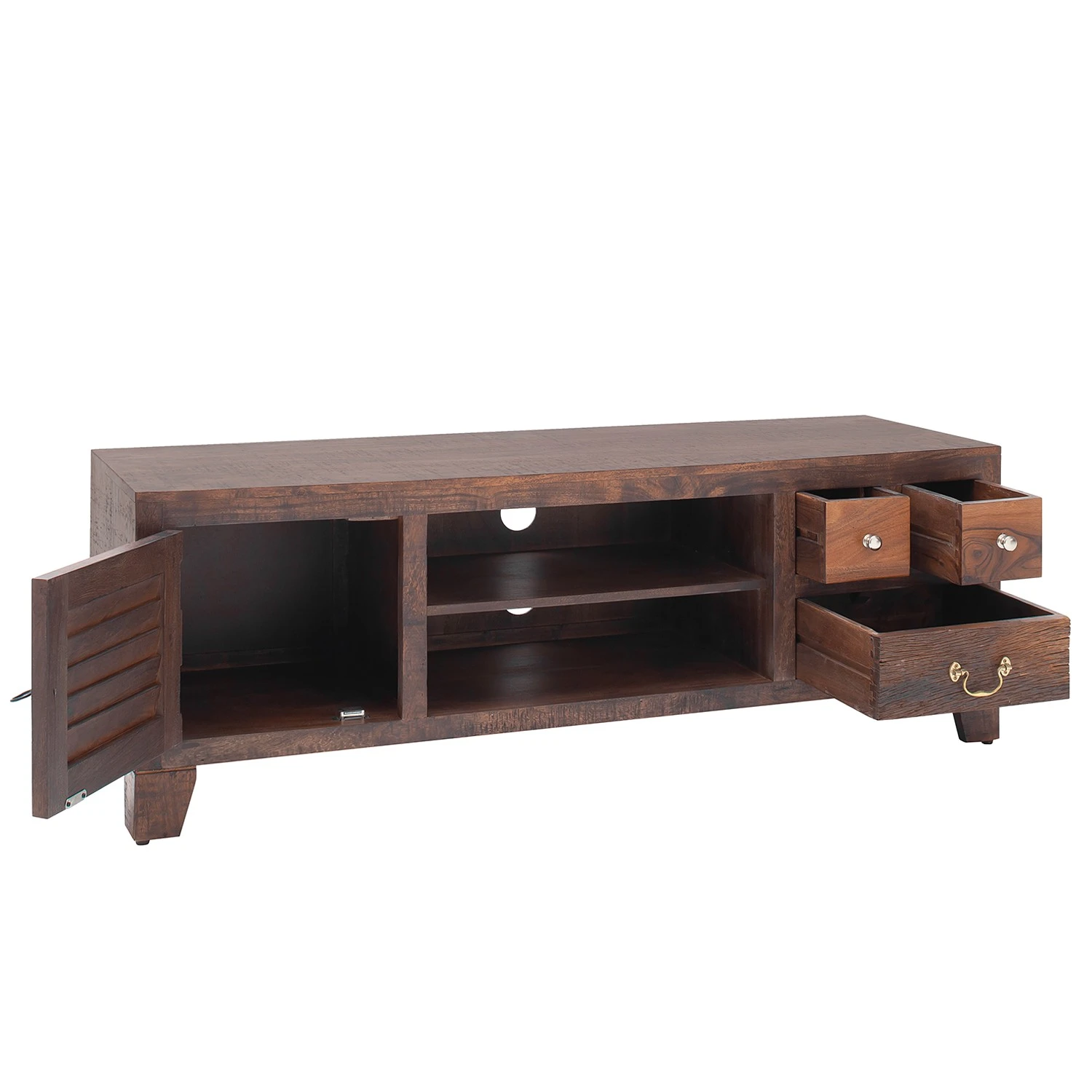 Red Living TV-Lowboard Frensco - Akazie massiv - Braun / Grau 2 Red Living TV-Lowboard Frensco - Akazie massiv - Braun / Grau – Bild 2