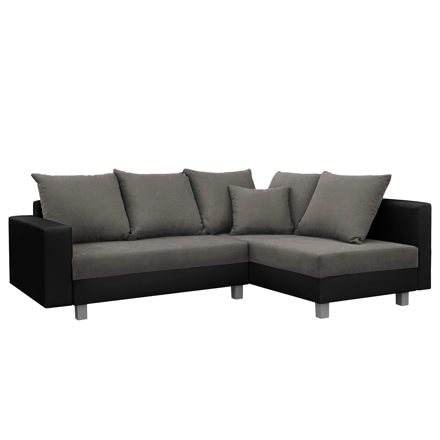 Loftscape Ecksofa Drayton - Kunstleder; Microfaser - Echtleder Soka / Microfaser Miako: Schwarz / Grau - Ottomane davorstehend rechts - Mit Hocker 3 Loftscape Ecksofa Drayton - Kunstleder; Microfaser - Echtleder Soka / Microfaser Miako: Schwarz / Grau - Ottomane davorstehend rechts - Mit Hocker – Bild 3
