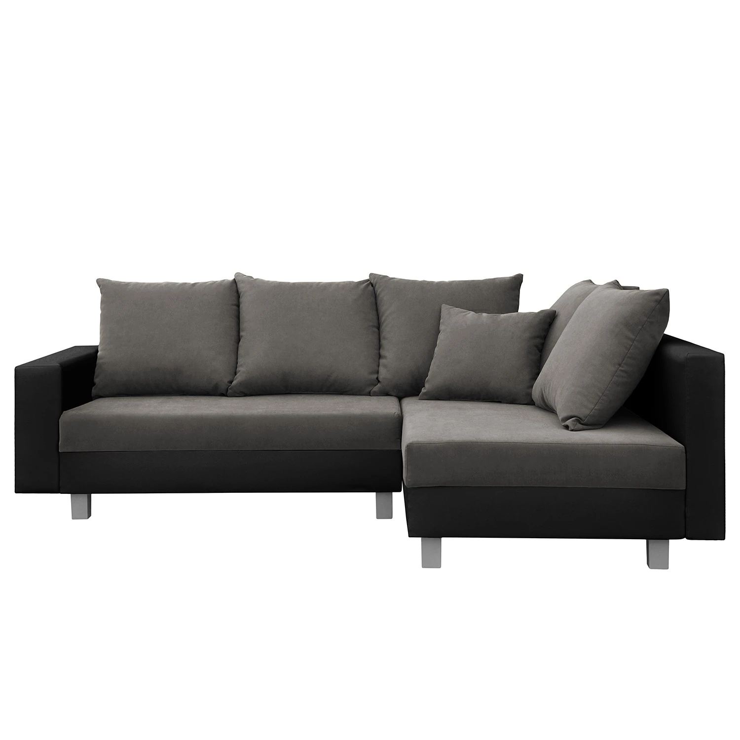 Loftscape Ecksofa Drayton - Kunstleder; Microfaser - Echtleder Soka / Microfaser Miako: Schwarz / Grau - Ottomane davorstehend rechts - Mit Hocker 5 Loftscape Ecksofa Drayton - Kunstleder; Microfaser - Echtleder Soka / Microfaser Miako: Schwarz / Grau - Ottomane davorstehend rechts - Mit Hocker – Bild 5