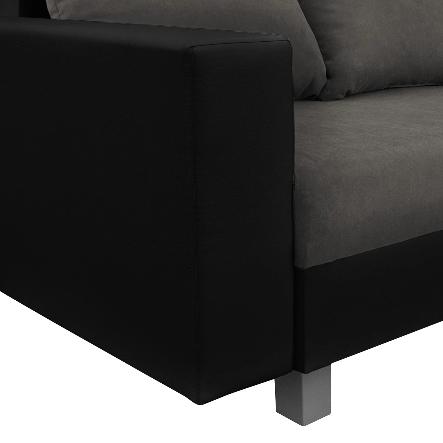 Loftscape Ecksofa Drayton - Kunstleder; Microfaser - Echtleder Soka / Microfaser Miako: Schwarz / Grau - Ottomane davorstehend rechts - Mit Hocker 8 Loftscape Ecksofa Drayton - Kunstleder; Microfaser - Echtleder Soka / Microfaser Miako: Schwarz / Grau - Ottomane davorstehend rechts - Mit Hocker – Bild 8