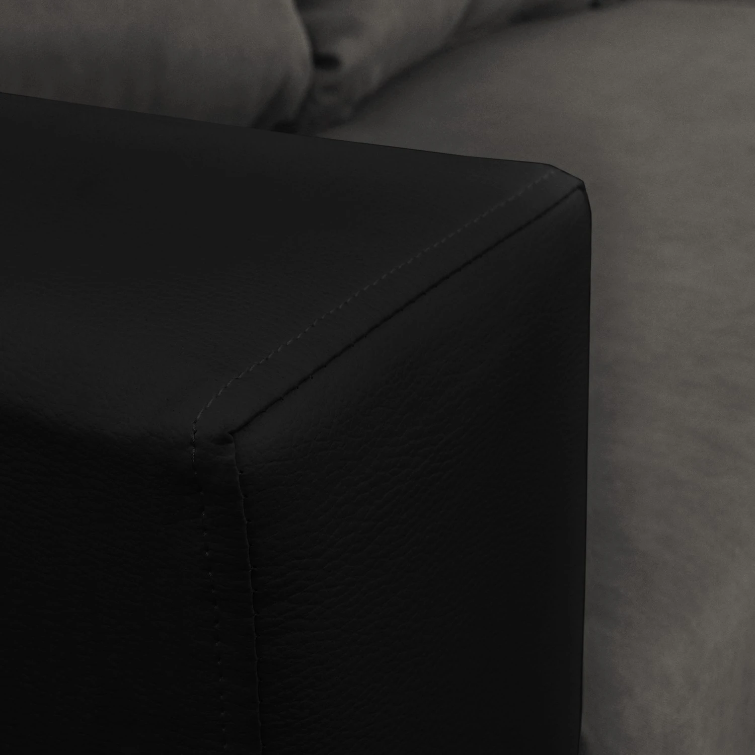 Loftscape Ecksofa Drayton - Kunstleder; Microfaser - Echtleder Soka / Microfaser Miako: Schwarz / Grau - Ottomane davorstehend rechts - Mit Hocker 9 Loftscape Ecksofa Drayton - Kunstleder; Microfaser - Echtleder Soka / Microfaser Miako: Schwarz / Grau - Ottomane davorstehend rechts - Mit Hocker – Bild 9