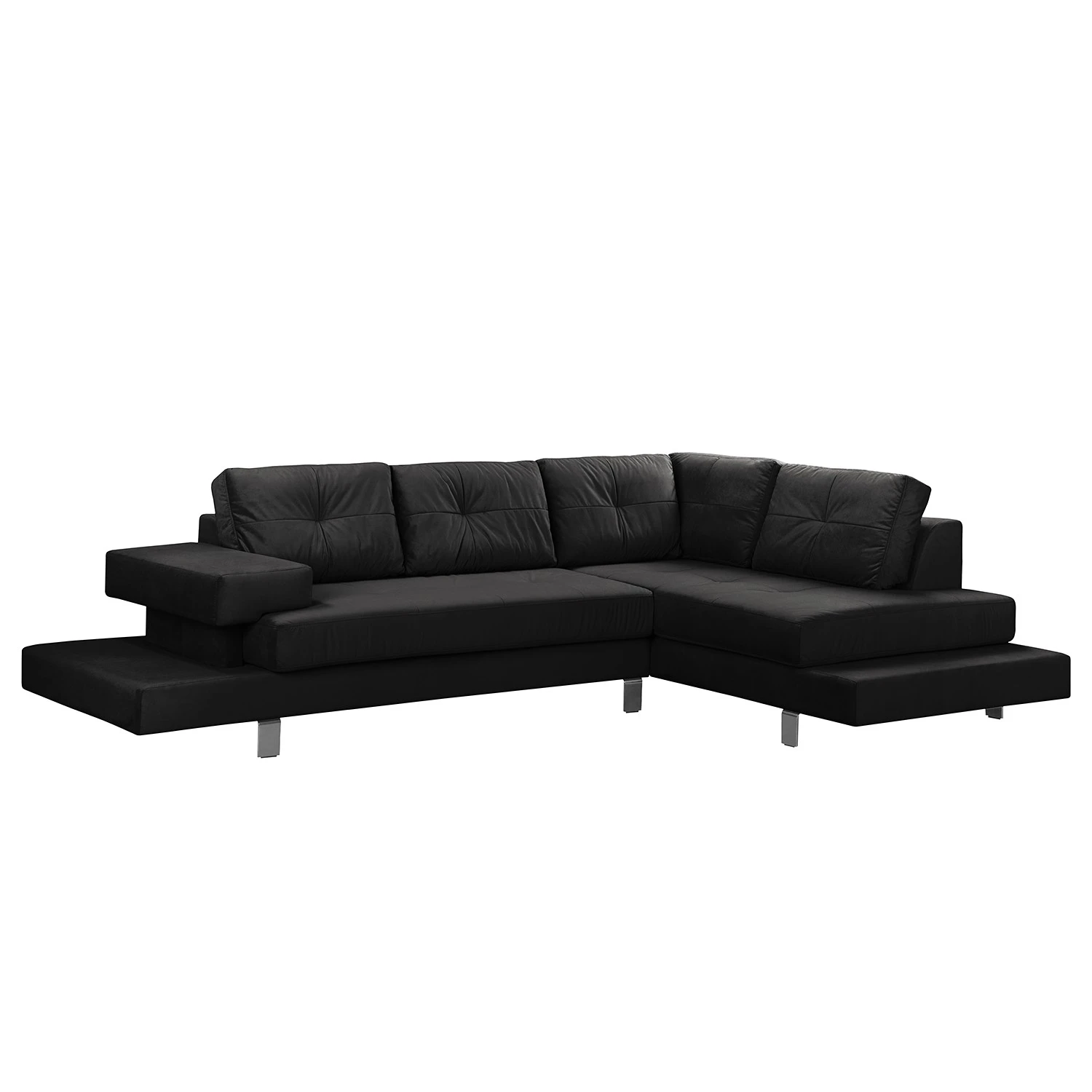 Loftscape Ecksofa Dert - Microfaser Jada: Schwarz - Ottomane davorstehend rechts 1 Loftscape Ecksofa Dert - Microfaser Jada: Schwarz - Ottomane davorstehend rechts