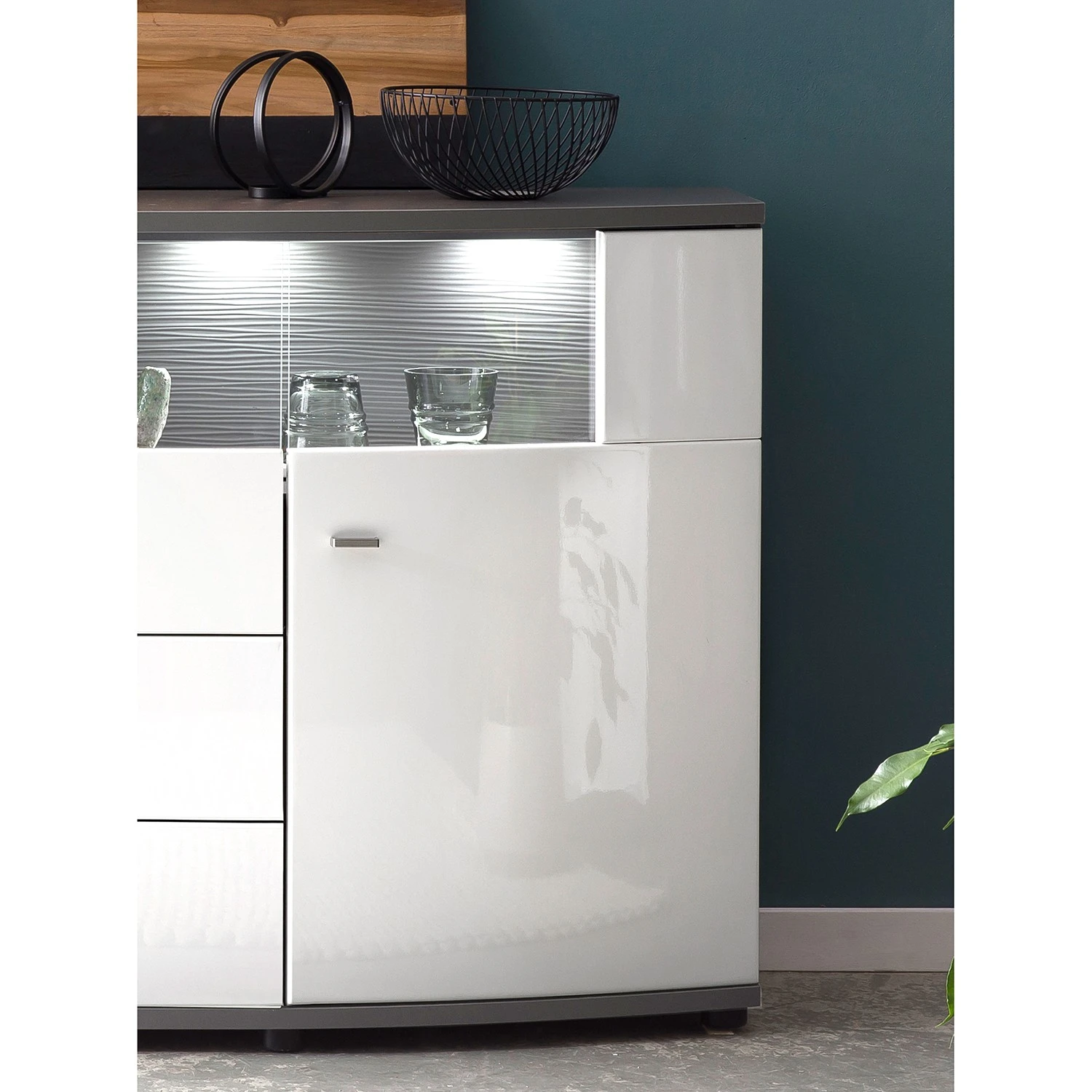 Loftscape Sideboard Intento II - Hochglanz Weiß / Anthrazit 7 Loftscape Sideboard Intento II - Hochglanz Weiß / Anthrazit – Bild 7