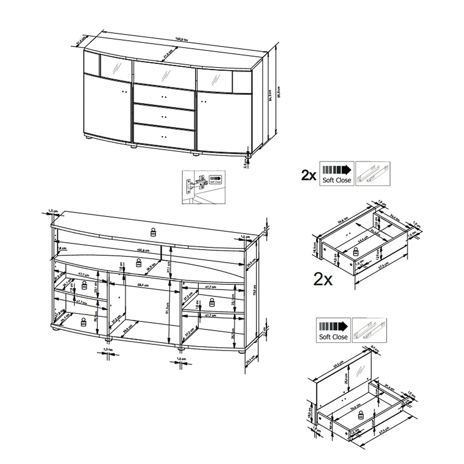 Loftscape Sideboard Intento II - Hochglanz Weiß / Anthrazit 10 Loftscape Sideboard Intento II - Hochglanz Weiß / Anthrazit – Bild 10