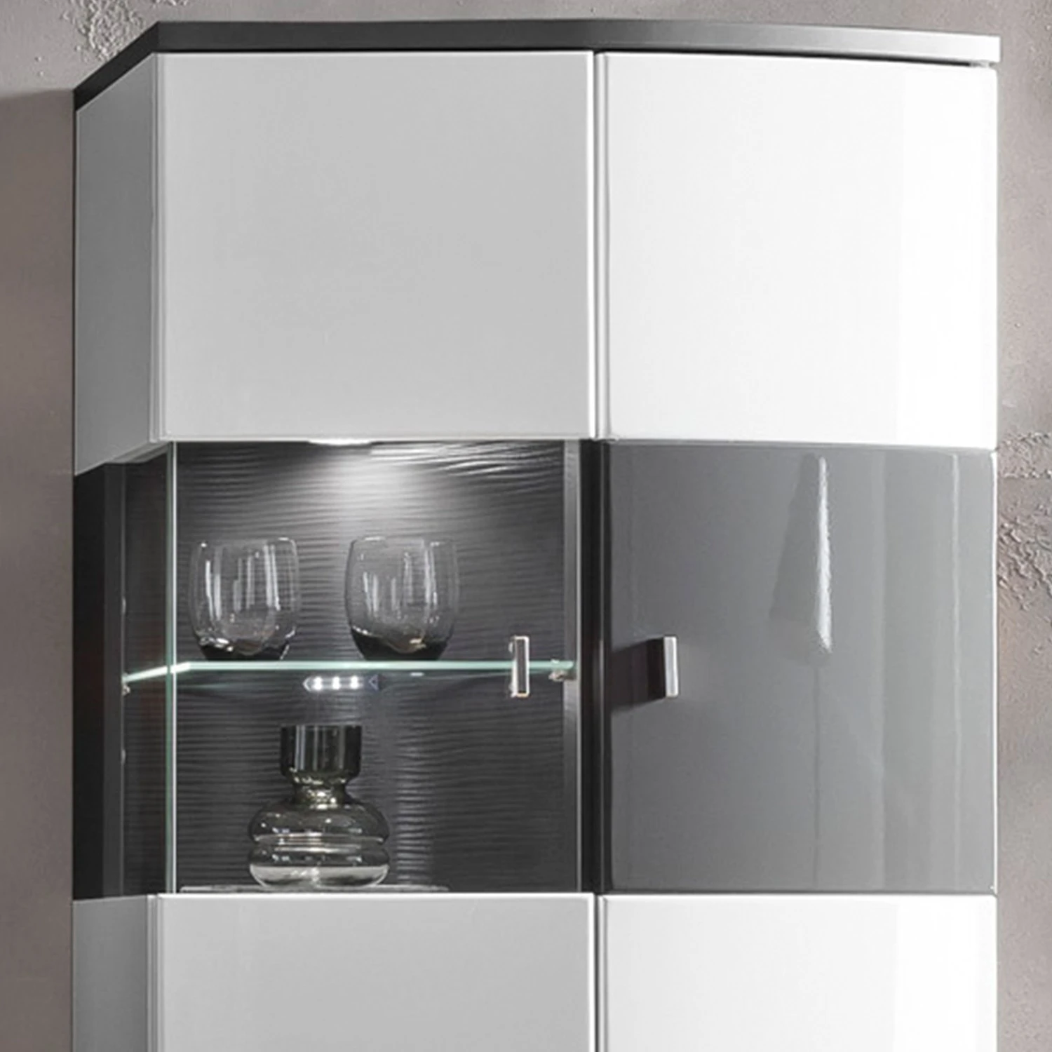 Loftscape Wohnwand Intento II (4-teilig) - Hochglanz Weiß / Anthrazit 10 Loftscape Wohnwand Intento II (4-teilig) - Hochglanz Weiß / Anthrazit – Bild 10