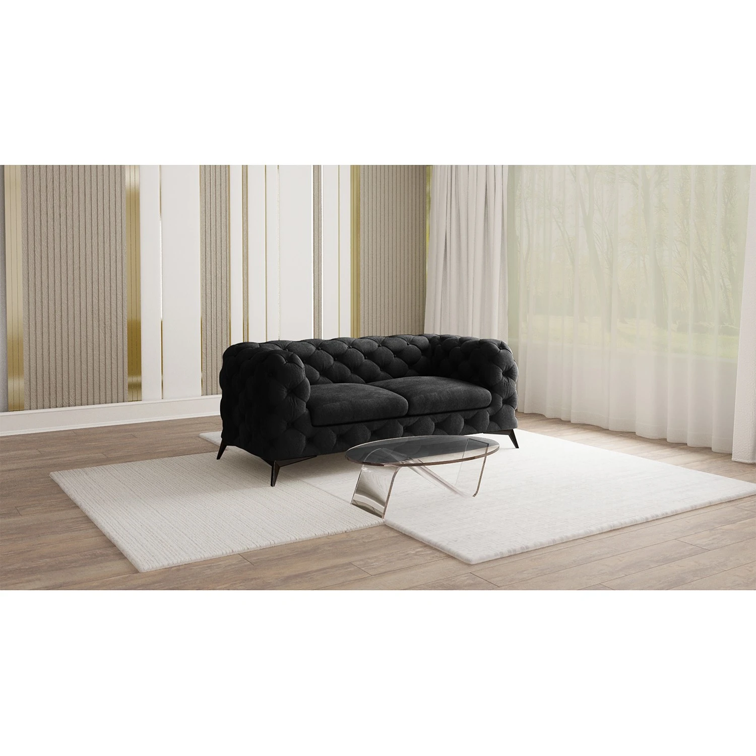 Jack & Alice Sofa Laviva I (2-Sitzer) - Samt Ravi: Schwarz 2 Jack & Alice Sofa Laviva I (2-Sitzer) - Samt Ravi: Schwarz – Bild 2