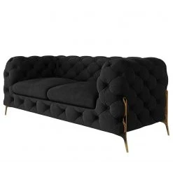 Jack & Alice Sofa Laviva II (2-Sitzer) - Samt Ravi: Schwarz