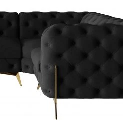 Jack & Alice Ecksofa Laviva V - Samt Ravi: Schwarz - 323 x 200 cm - Ausrichtung rechts -Wohnzimmermöbel boutique en ligne 1000288800 220325 070 DETAILS P000000001000288800