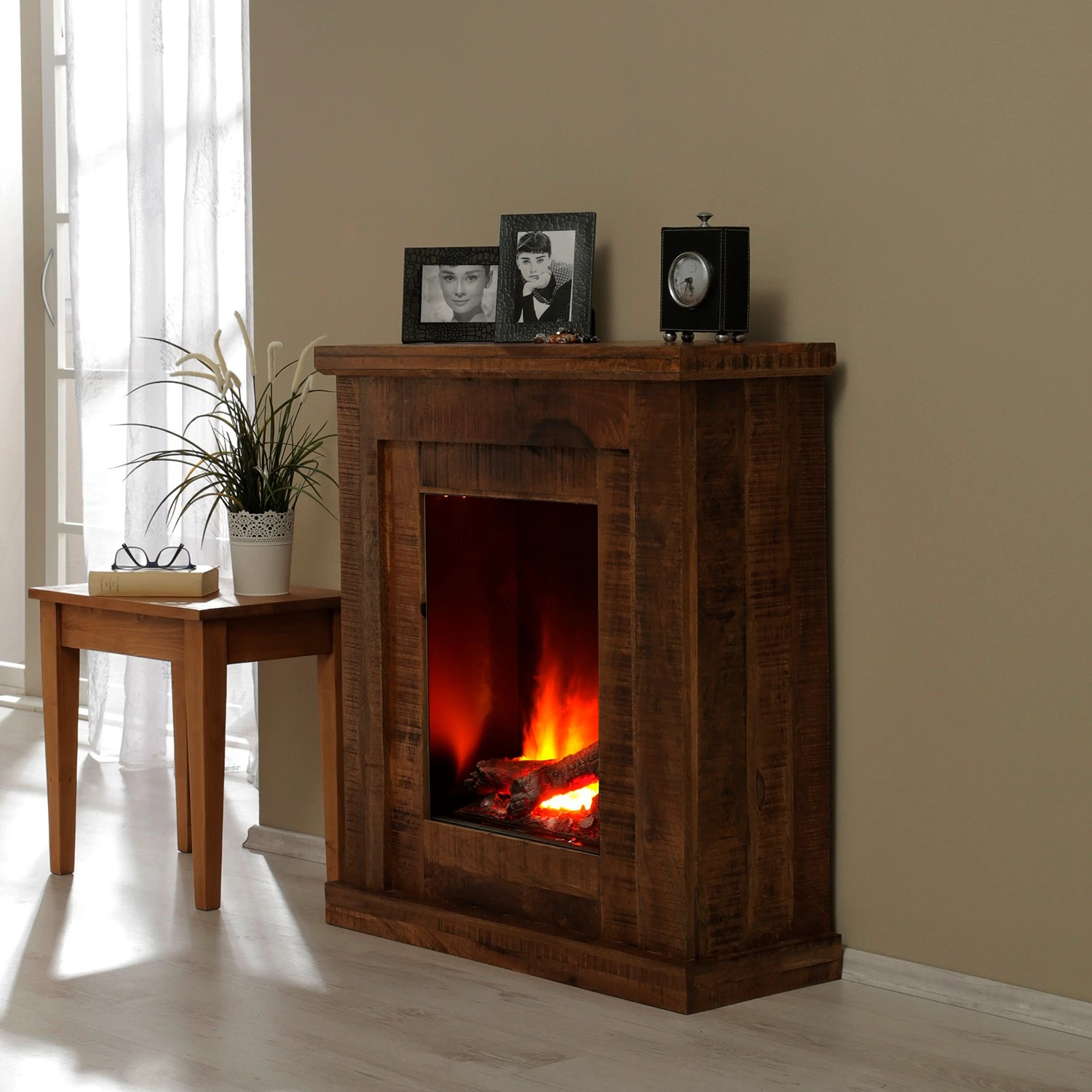 Naturoo Elektrokamin Mumbai - Braun 2 Naturoo Elektrokamin Mumbai - Braun – Bild 2