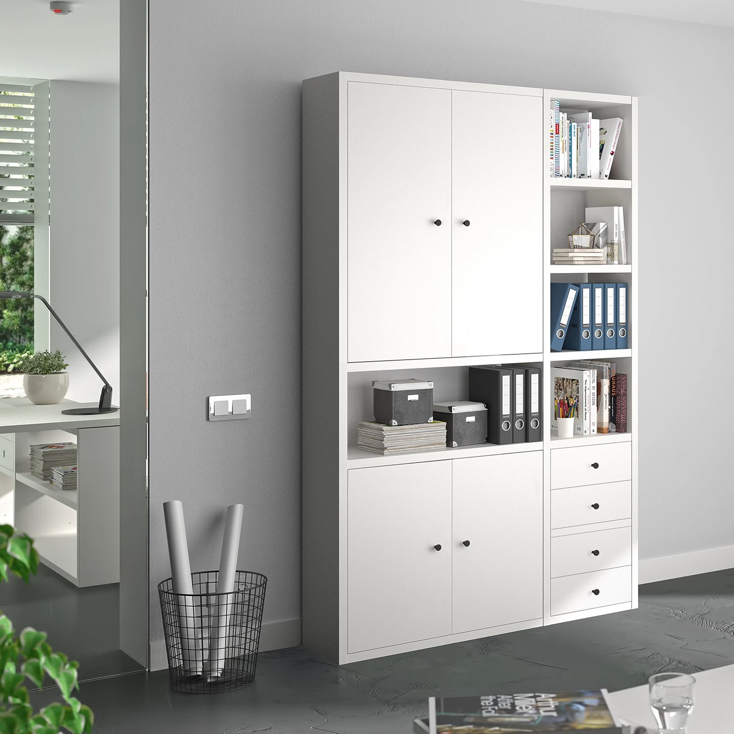 Fredriks Aktenschrank-Kombination Emporio IV - Hochglanz Weiß 2 Fredriks Aktenschrank-Kombination Emporio IV - Hochglanz Weiß – Bild 2