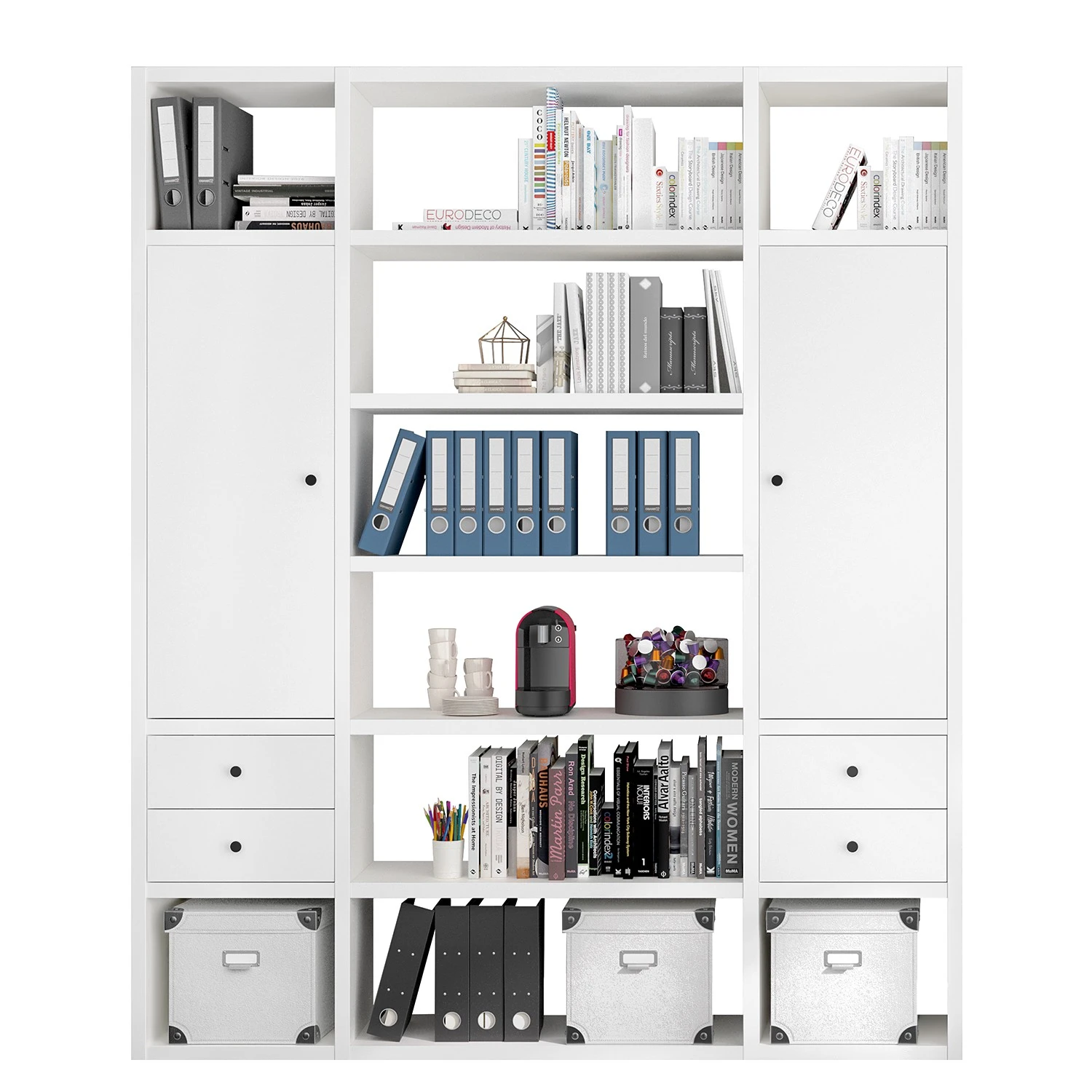 Fredriks Aktenregal-Kombination Emporio VI - Hochglanz Weiß 1 Fredriks Aktenregal-Kombination Emporio VI - Hochglanz Weiß