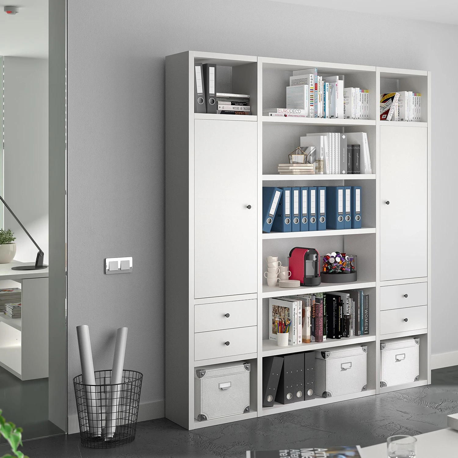 Fredriks Aktenregal-Kombination Emporio VI - Hochglanz Weiß 2 Fredriks Aktenregal-Kombination Emporio VI - Hochglanz Weiß – Bild 2