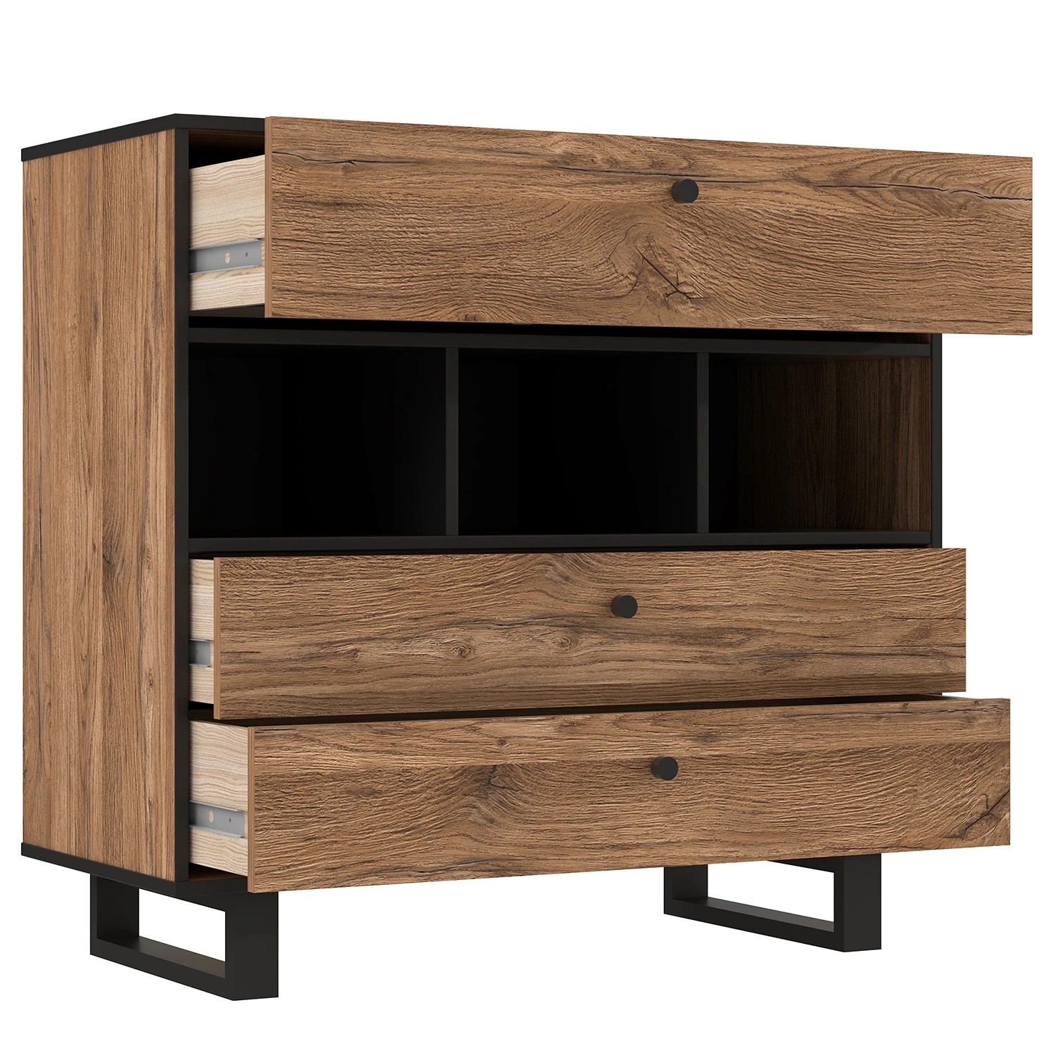 Red Living Kommode Trylith - Eiche Rustikal Dekor / Schwarz 4 Red Living Kommode Trylith - Eiche Rustikal Dekor / Schwarz – Bild 4