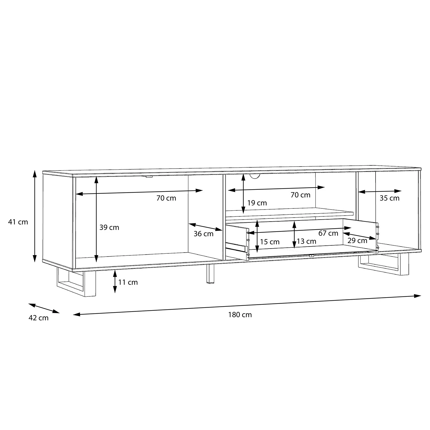 Red Living TV-Lowboard Trylith - Eiche Rustikal Dekor / Schwarz 9 Red Living TV-Lowboard Trylith - Eiche Rustikal Dekor / Schwarz – Bild 9