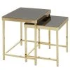 Red Living Beistelltisch Vilho (2er-Set) - Glas / Metall - Schwarz / Gold