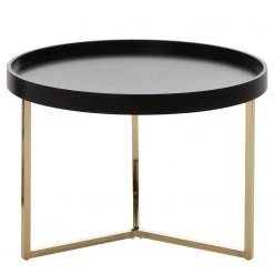 Red Living Couchtisch Emmerson - Tulpenbaum massiv / Metall - Schwarz / Gold