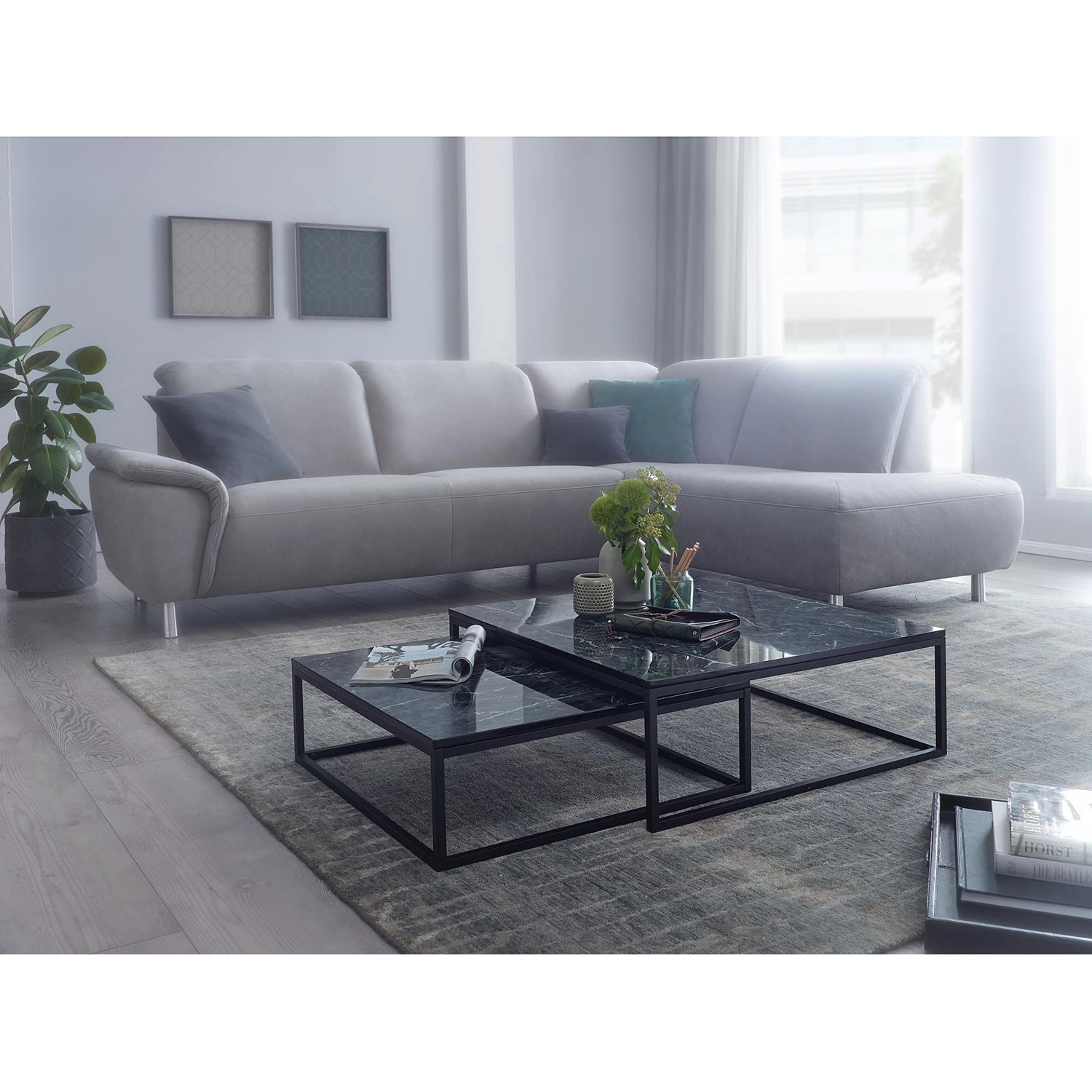 Red Living Couchtisch Copperton I (2er-Set) - Marmor Schwarz Dekor / Schwarz 2 Red Living Couchtisch Copperton I (2er-Set) - Marmor Schwarz Dekor / Schwarz – Bild 2