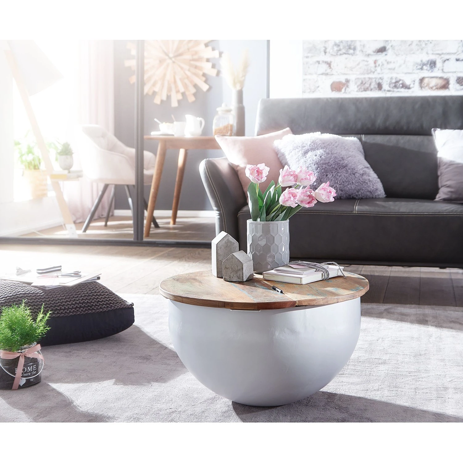 Ridgevalley Couchtisch Massaa III - Mango massiv / Metall - Mango / Weiß 2 Ridgevalley Couchtisch Massaa III - Mango massiv / Metall - Mango / Weiß – Bild 2