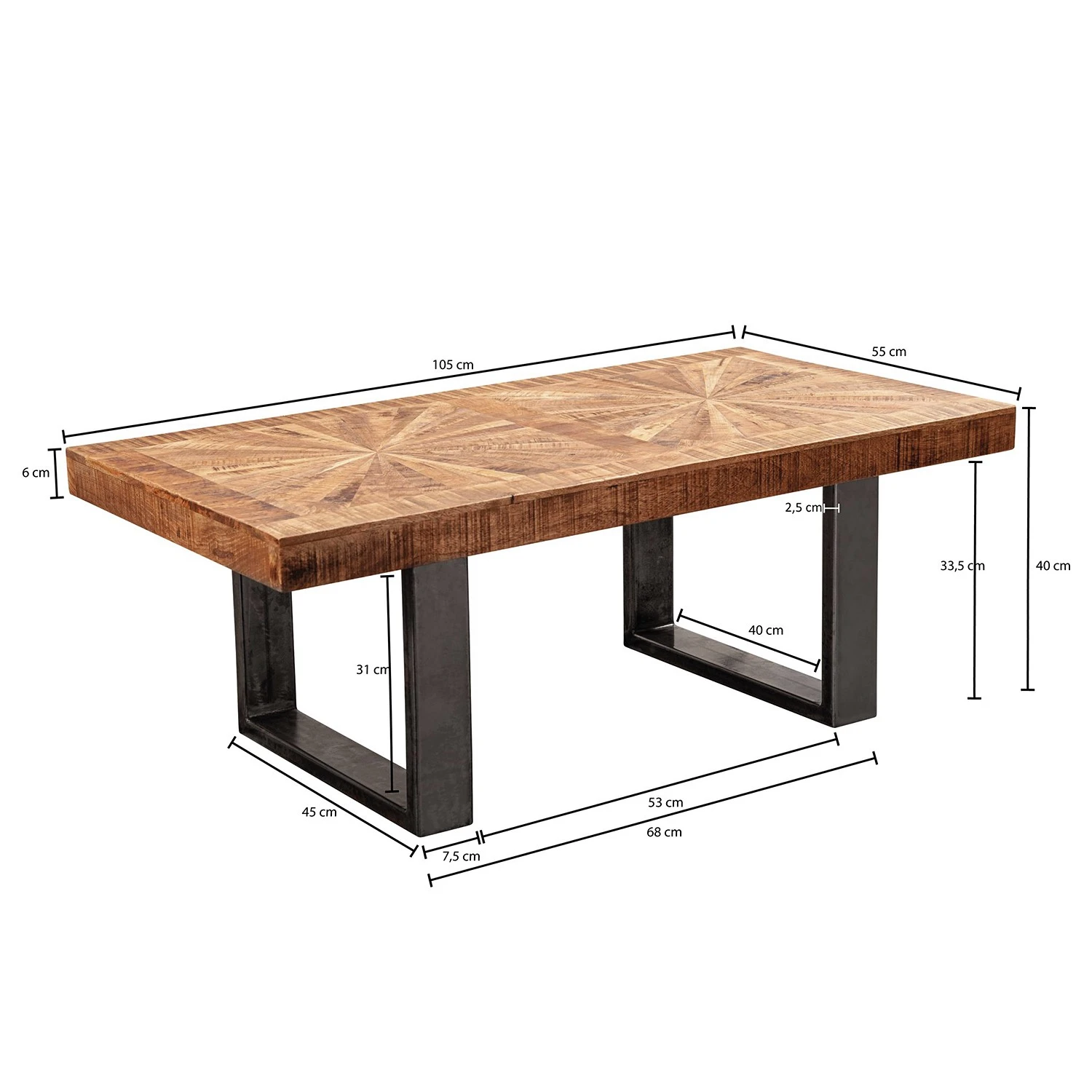 Red Living Couchtisch Ovada - Mango massiv / Metall - Mango / Schwarz 5 Red Living Couchtisch Ovada - Mango massiv / Metall - Mango / Schwarz – Bild 5