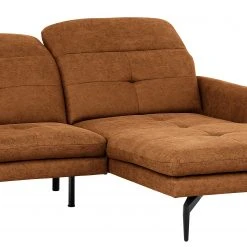 Loftscape Ecksofa Bosley - Antiklederlook - Microfaser Priya: Cognac - Longchair davorstehend rechts - Mit Hocker -Wohnzimmermöbel boutique en ligne 1000296745 211018 10240100924 DETAILS P000000001000296745