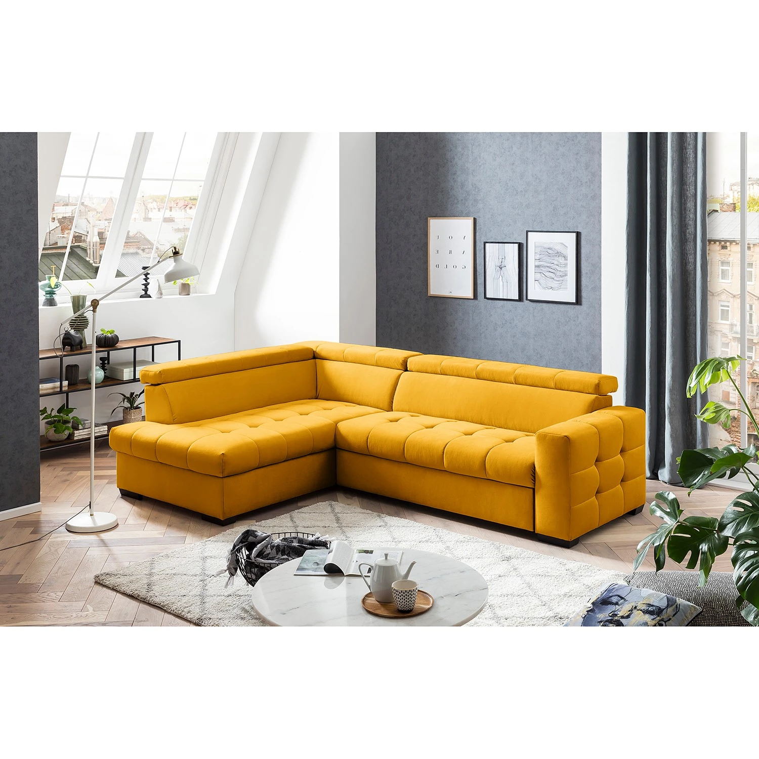 Loftscape Ecksofa Eloise - Microfaser Faria: Gelb - Ottomane davorstehend links - Ohne Schlaffunktion 2 Loftscape Ecksofa Eloise - Microfaser Faria: Gelb - Ottomane davorstehend links - Ohne Schlaffunktion – Bild 2